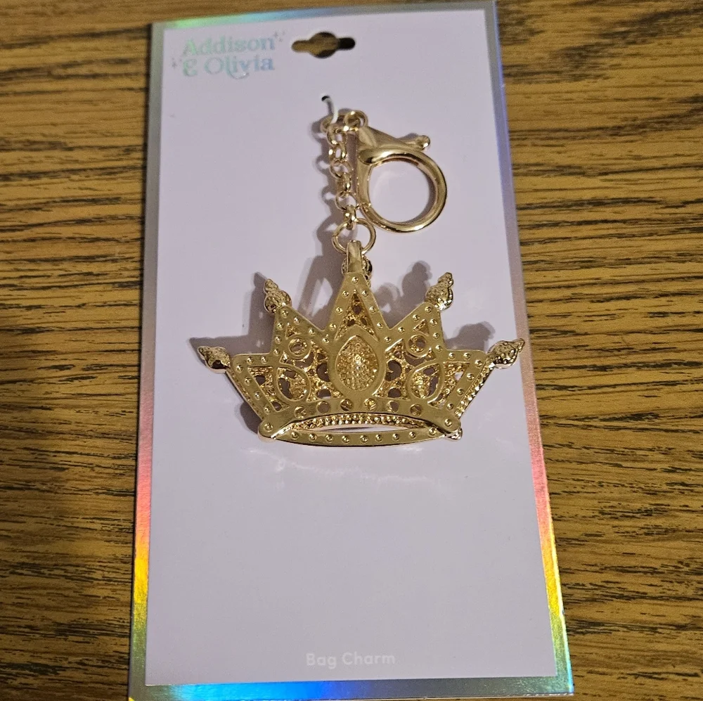 Gold Large 3D Crown Bag Charm - Picture 6 of 9